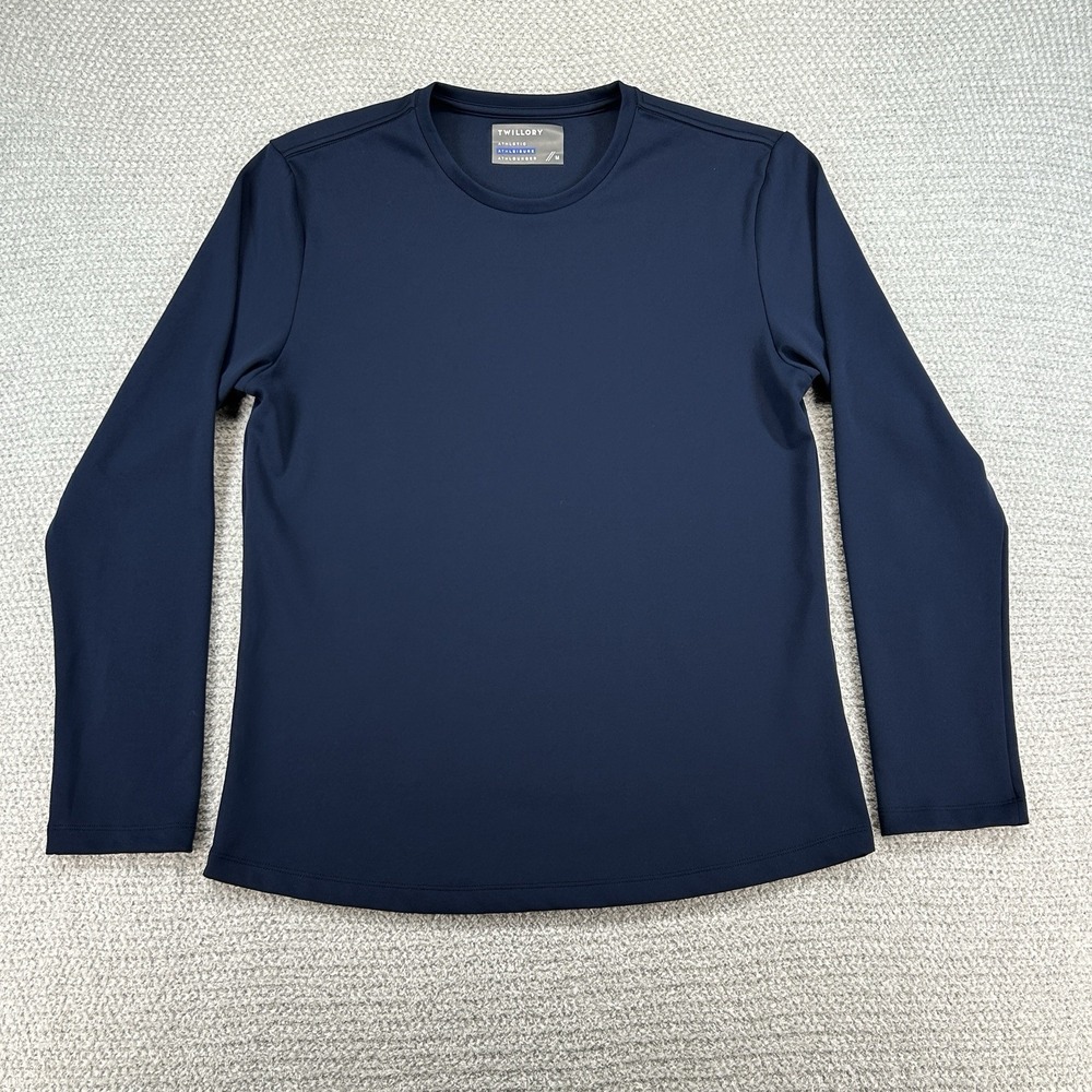 Twillory T-Shirt Mens Medium Navy Blue Athleisure Long Sleeve Stretch Crew Neck
